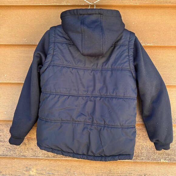 Pacific Trail Boys Hooded Puffer Jacket Black & Green Size S 8 Insulated Warm Co - Picture 3 of 10